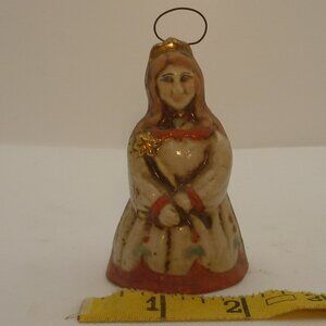 Vintage RARE Christmas Tree Ornament Bell Porcelain Angel (Salamander 1984)